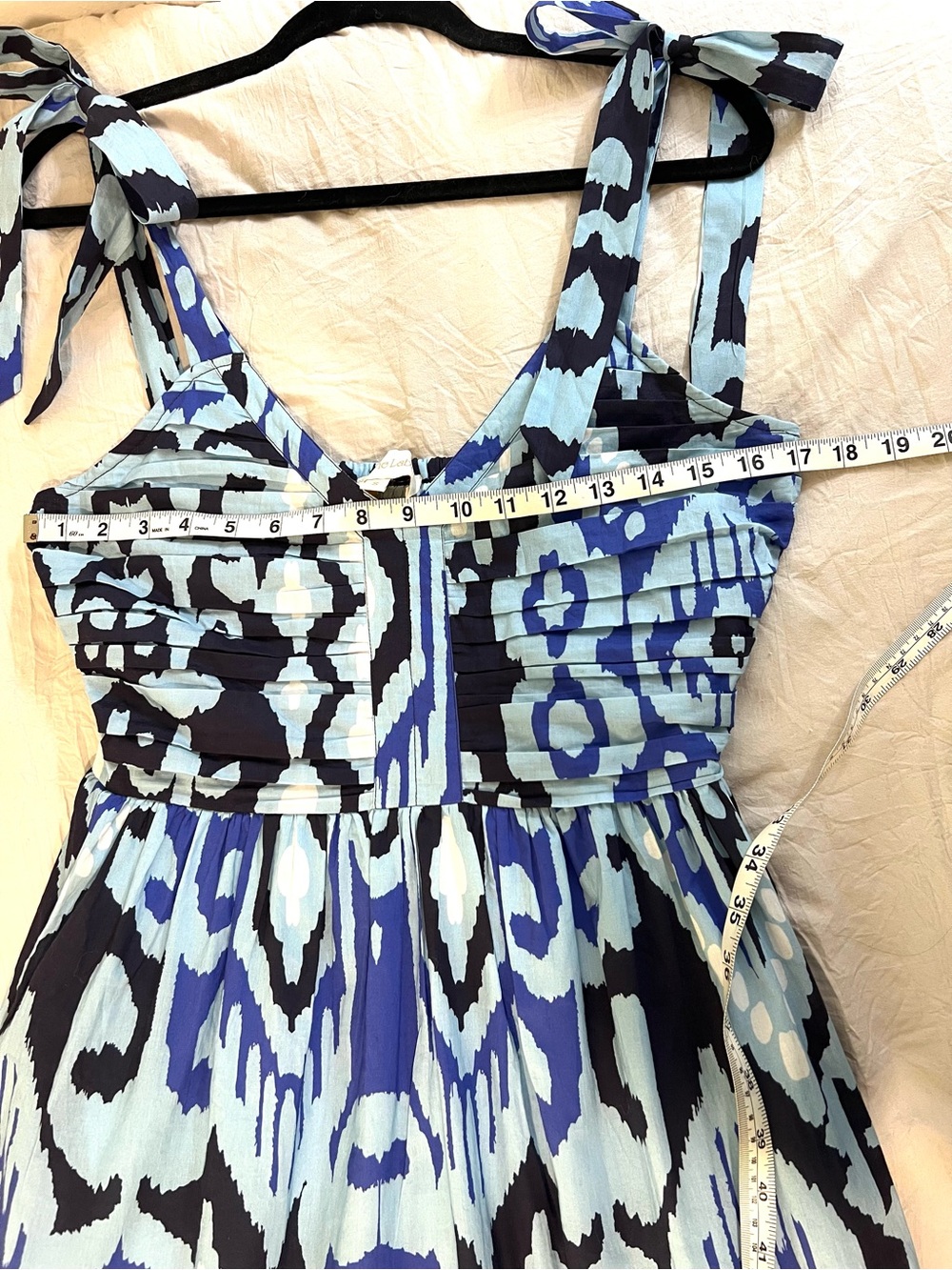 Love The Label Blue Patterned Tie-Shoulder Ruffle Maxi Dress Summer SZ S EUC - Picture 7 of 8